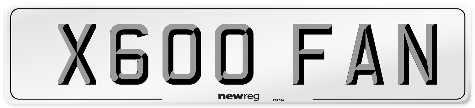 X600 FAN Number Plate from New Reg